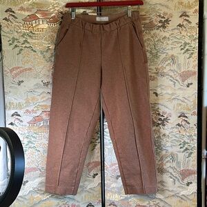 EVERLANE THE DREAM PLEATED KNIT CROP HEATHERED  AUBURN PANT SZ S